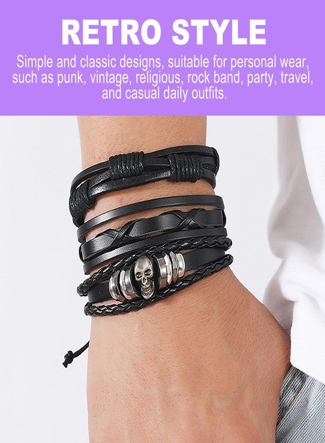 ZeriLion 6 Pcs Goth Punk Bracelets for Women Men, Studded Emo Alt Leather Cuff, Adjustable Gothic Rock Wristband Accessories - Image 5